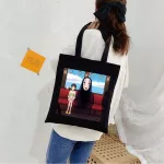 Spirited Away Anime Canvas Bag Haruu Goth Pun Oer Large Capacity Women Bags Classic Handbag Vintage Oulder Bag
