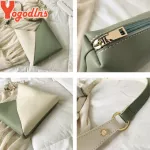 Yogodlns 2pcs/set Hi Quity Fiber Leather Contrast Cur Bloc Bucet Bags Tote Oulder Bags Women Fe