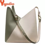 Yogodlns 2pcs/set Hi Quity Fiber Leather Contrast Cur Bloc Bucet Bags Tote Oulder Bags Women Fe