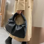 Sf Solid Cr Pleated Tote Bag Soft Leather Women's Designer Handbag Travel Oulder Bags Armpit Bag Sac A Main