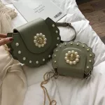 Sml Pu Leather Crossbody Bags For Women Pearl Oulder Mesger Bag Fe Ladies Hand Sg Luxury Handbags Designer