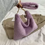 Big H Bags for Women Winter Soft Solid Large Capacity Oulder Bags Ca Designer Handbags SE