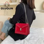 Retro Mini Bag Fe Wild Riveting Nail Chain Bags Women Frosted Oulder Mesger Square Crossbody Bag Ladies Ca Handbag