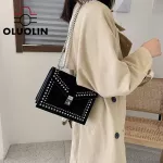 Retro Mini Bag Fe Wild Riveting Nail Chain Bags Women Frosted Oulder Mesger Square Crossbody Bag Ladies Ca Handbag