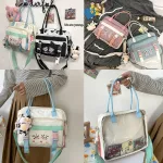 Lely Multifunction Handbags Teenage Girls Transparent Hit Cr Sol Oulder Bag Portable Fe Clear Women Mesger Bag