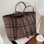 Large Capacity Ca Tote Women's Oulder Bag Luxury Design Houndstooth Big Handbag Travel Fe Ses Hi Quity