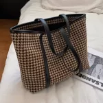 Large Capacity Ca Tote Women's Oulder Bag Luxury Design Houndstooth Big Handbag Travel Fe Ses Hi Quity