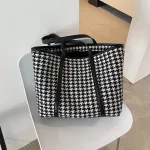 Large Capacity Ca Tote Women's Oulder Bag Luxury Design Houndstooth Big Handbag Travel Fe Ses Hi Quity