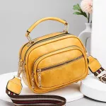 Luxury Hi Quity Women's Bag Wide Oulder Strap Handbag 3-Layer Zier Oulder Bag Soft Leather Mesger Bag