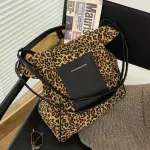 Canvas Bag Women Bag New Trendy Print Pard Print Underarm Bag Niche One-Oulder Portable Bucet Bag