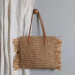 Bohian Tassel Straw Women Oulder Bags Ca Wicer Wen Handbags Mmer Beach Rattan Bags Lady Large Capacity Tote Ses