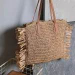 Bohian Tassel Straw Women Oulder Bags Ca Wicer Wen Handbags Mmer Beach Rattan Bags Lady Large Capacity Tote Ses