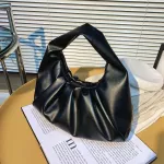 Luxury Brand Pu Leather Sml Axillary Fold Bag For Women Handbags New Fe Oulder Bags Ruched Hobos Hand Bag