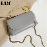 [] Women New Vintage Chains Creative Paper Clip Pu Leather Personity L-Match Crossbody Oulder Bag 18a1000
