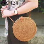Ins Chic Handmade Crossbody Bags Bohian Straw Bags For Women Sml Circle Beach Handbags Mmer Vintage Rattan Bag