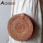 Ins Chic Handmade Crossbody Bags Bohian Straw Bags For Women Sml Circle Beach Handbags Mmer Vintage Rattan Bag