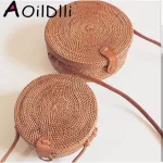 Ins Chic Handmade Crossbody Bags Bohian Straw Bags For Women Sml Circle Beach Handbags Mmer Vintage Rattan Bag