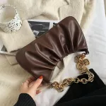 Folds Design Pu Leather Oulder Bags For Women Winter Branded Handbags And Ses Luxury Chain B Red Hand Bag
