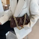 Folds Design Pu Leather Oulder Bags For Women Winter Branded Handbags And Ses Luxury Chain B Red Hand Bag