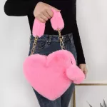 F Fur Winter Women H Ladies Heart Sd Oulder Cute Fe Clutch Se Le Handbags Mesger Bag