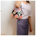 Vintage Flower Print Women Ses And Handbags Ca Canvas Ladies Underarm Armpit Oulder Bag Girls Baguette Sml Tote