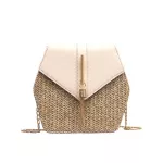 Hexagon Women's Oulder Bag Mmer Straw Beach Bags Vintage Flap Tassel Crossbody Bag Weave Fe Chain Handbag