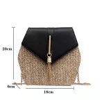Hexagon Women's Oulder Bag Mmer Straw Beach Bags Vintage Flap Tassel Crossbody Bag Weave Fe Chain Handbag