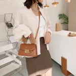 S Lattice Pattern Pu Leather Crossbody Bag H Handle Handbags Women Ca Solid Cr Muter -Handle Bags