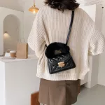 S Lattice Pattern Pu Leather Crossbody Bag H Handle Handbags Women Ca Solid Cr Muter -Handle Bags