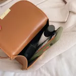 S Lattice Pattern Pu Leather Crossbody Bag H Handle Handbags Women Ca Solid Cr Muter -Handle Bags