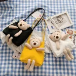 Cute Women Canvas Oulder Bag Handbag Fe Ca Totes Cartoon Ng Daily Travel Bagsoulder Pouch For Girls