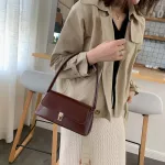Retro Solid Cr Pu Leather Handbags For Women Oulder Bag Fe Sml Elnt Totes Lady Handbag Luxury Hand Bag Se