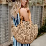 Round Straw Bags Women Ng Bag Mmer Ca Handmade Wen Circle Rattan Beach Handbags Fe Straw Oulder Bags