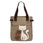 Ddwb062 Brand Designer Women's Handbag Cute Cat Tote Bag Portable Breathable Lady Canvas Bag Oulder Bag