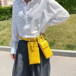 Women's Bag Pu Leather Wt Belt Bag Crossbody Bags For Women Sml Phone Pac Oulder Strap P Chain Oulder Bags