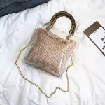 Mmer Sml Handbag Transparent Women Hand Bags Chain Straw Bag Lady Travel Beach Oulder Cross Body Bag Holiday Sequins