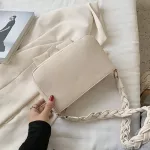 Women New Generous Bow Handbag Pu Leather Solid Zier Oulder Bags L-Match Braid Oulder Strap Ladies Underarm Bag