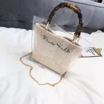 MMER SML Handbag Transparent Women Hand Bags Chain Straw Bag Lady Travel Beach Oulder Cross Bag Holiday Sequins