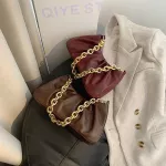 Daily Clutch Hobo Bag For Women Design Pu Leather Oulder Cloud Bag Fe Thic Chain Luxury Armpit Handbag And Se