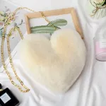 New Women's Heart Sd F Fur Crossbody Wlet Chain Oulder Bag Lady Handbag H Heart Bag Women Bag