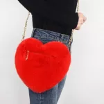Women's Heart Sd Handbags Cute Awaii F Fur Crossbody Bags Wlet Se H Chain Oulder Bag Lady Handbag