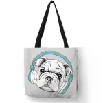 Creative Bulldog Terrier Print Tote Bag Women Handbags Eco en Ng Bags with Customized Print Traveg Sol Bags