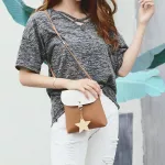 Girl Oulder Bags Wave Mini Five-Pnted Star Tassel Handbag Card Mobile Phone Bag Leather Mesger Oulder Bag Bolso Mujer