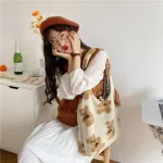 Ladies Large-Capacity L-Match Oulder Bag Lamb Wool Printed Ca Tperament Autumn And Winter New