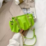 Solid Cr Pleated Tote Oulder Bag Soft PT Leather Women Cr Chain Handbag Ca Travel Armpit Bag
