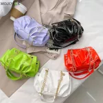 Solid Cr Pleated Tote Oulder Bag Soft Pt Leather Women Cr Chain Handbag Ca Travel Armpit Bag