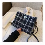 New Women's Grid Cloth Chain Oulder Bag Slo Mesger Crossbody Bag Square Bag Satcheels