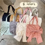 Sweet Girly Bownot Canvas Oulder Bag Vintage Design Ladies Ca Tote Handbags Fe Daily Large Ng Bags