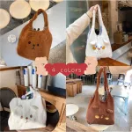 Cute Soft H Women Handbags Winter Cartoon Brdered Ladies Large Oulder Bags F Lamb Wool Student Girls Ca Tote