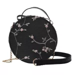 New Sweet E Round Handbags Hi Quity Pu Leather Women Crossbody Bags Fe Sml Flower Chain Oulder Bag